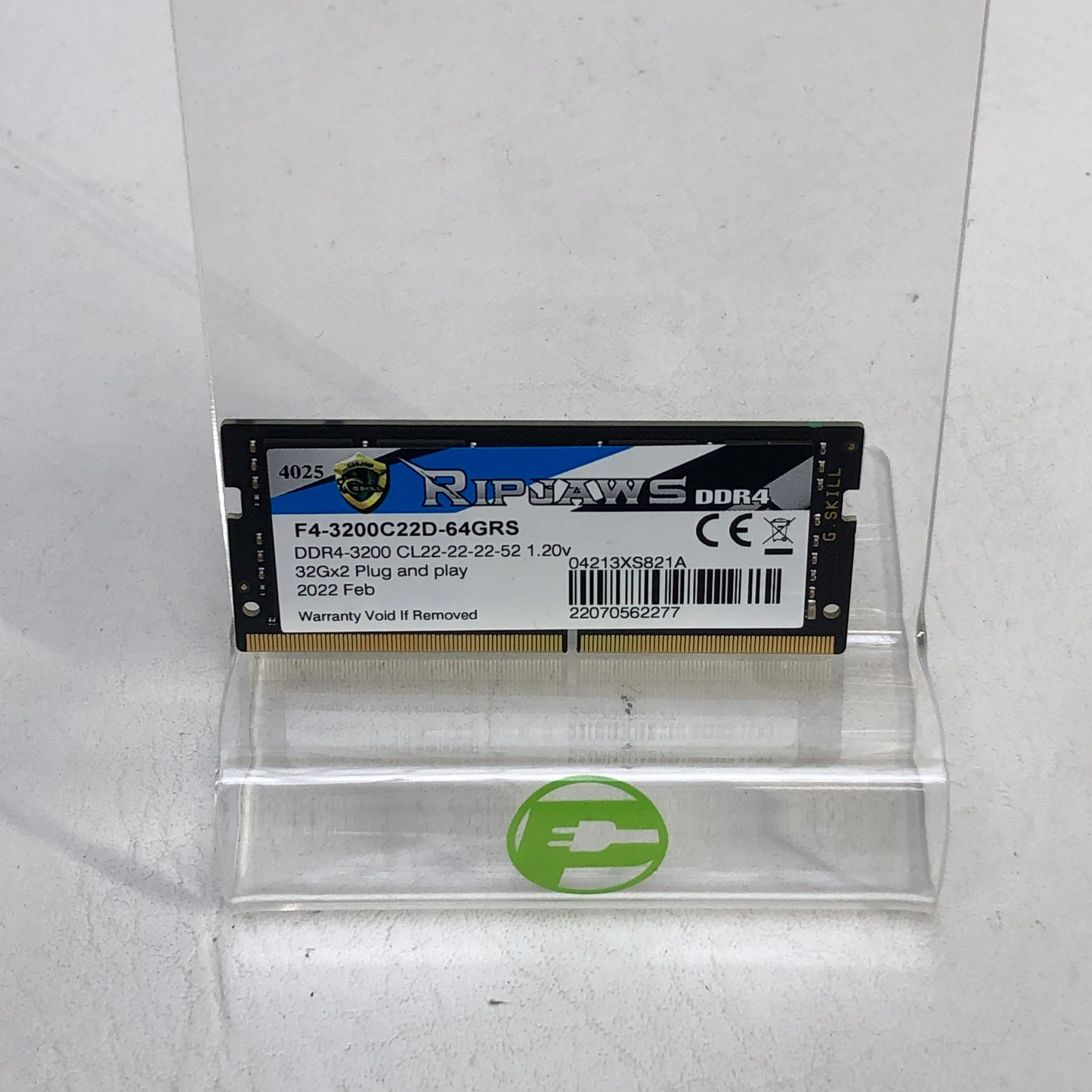 G.Skill RipJaws 32GB (1x32GB) RAM DDR4 3200MHz F4-3200C22D-64GRS