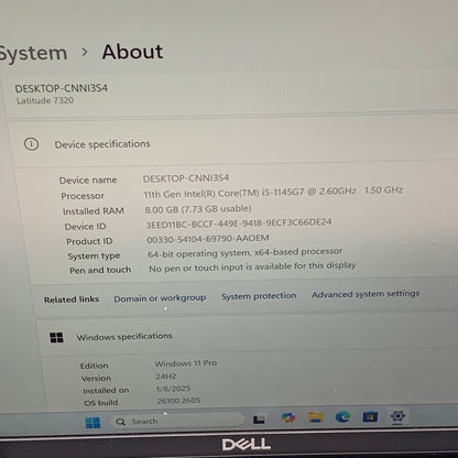 Dell Latitude 7320 P133G001 13.3" i5-1145G7 2.6GHz 8GB RAM 256GB SSD