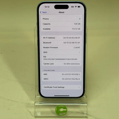 Unlocked Apple iPhone 15 128GB BLUE MTLY3LL/A