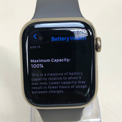 GPS Only Apple Watch Series 9 45MM Gold Stainless Steel Black Sport Band A2984