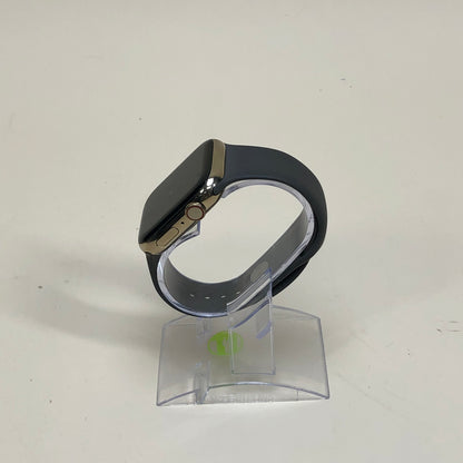 GPS Only Apple Watch Series 9 45MM Gold Stainless Steel Black Sport Band A2984