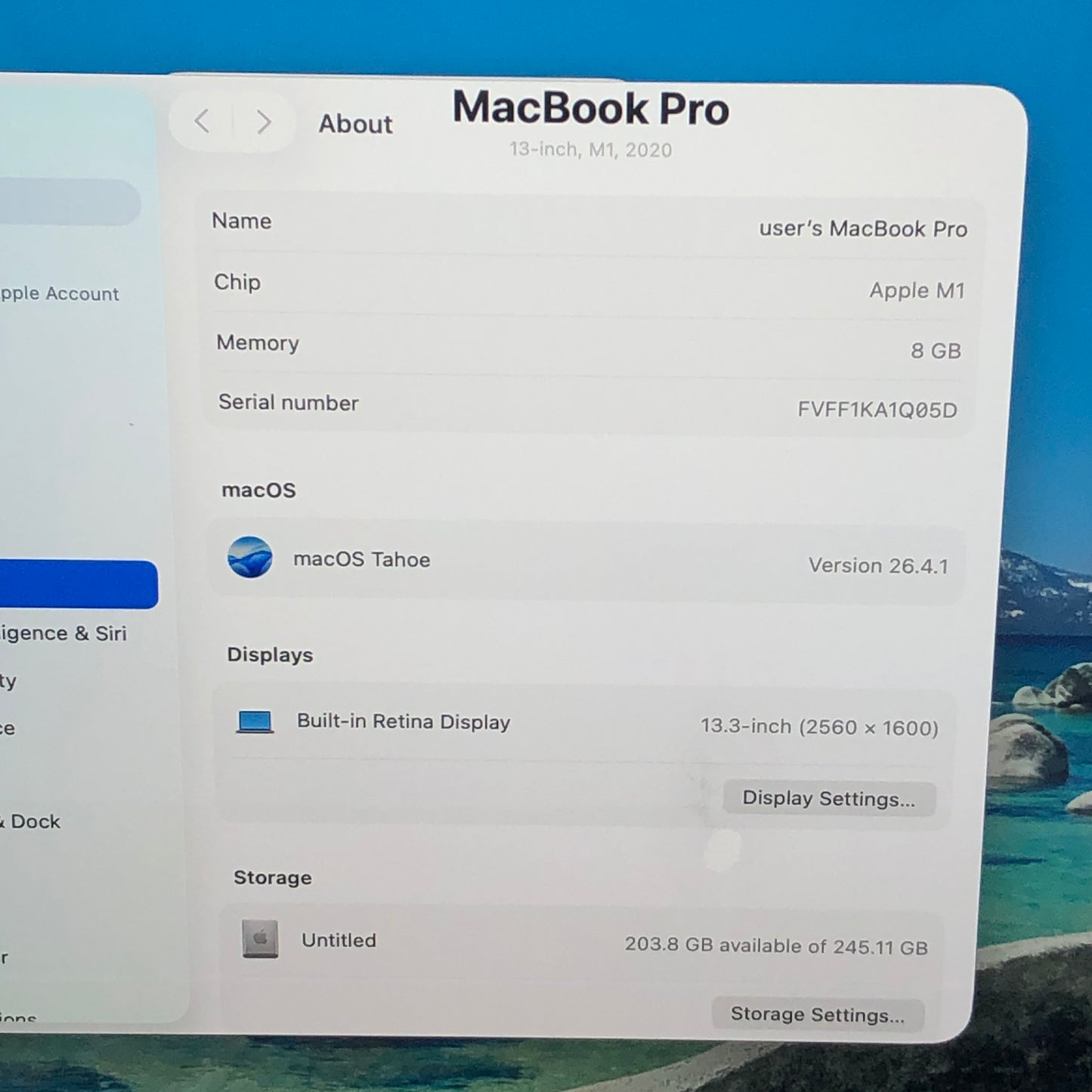 2020 Apple MacBook Pro 13.3" M1 7C GPU 3.2GHz 8GB RAM 256GB SSD MYD82LL/A