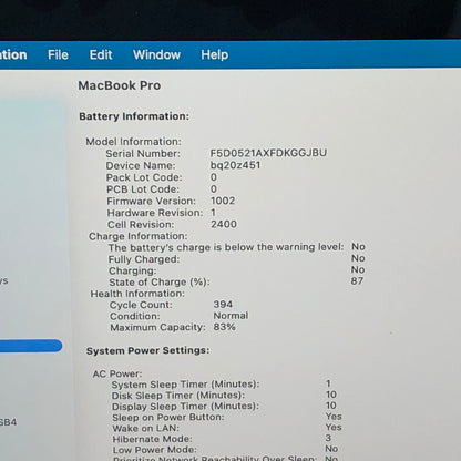 2020 Apple MacBook Pro 13.3" M1 7C GPU 3.2GHz 8GB RAM 256GB SSD MYD82LL/A
