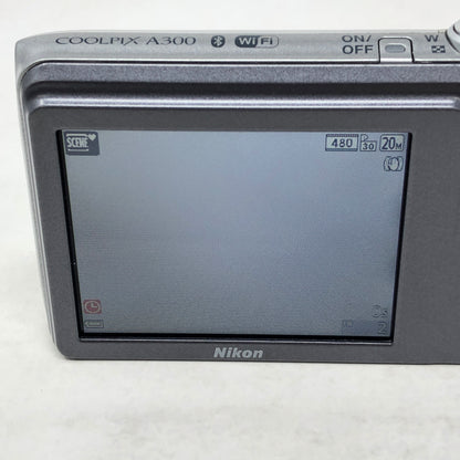 Nikon Coolpix A300 20.1MP Sliver Compact Digital Camera