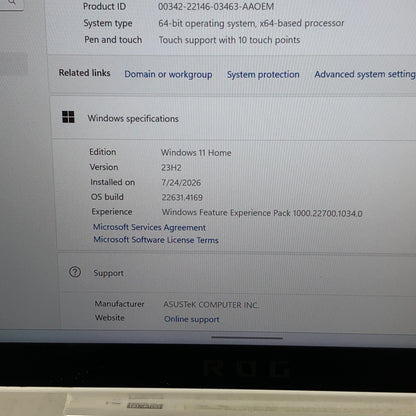 Asus ROG Ally 7" AMD Ryzen Z1 Extreme 16GB RAM 512GB White RC71L-ALLY.Z1X_512
