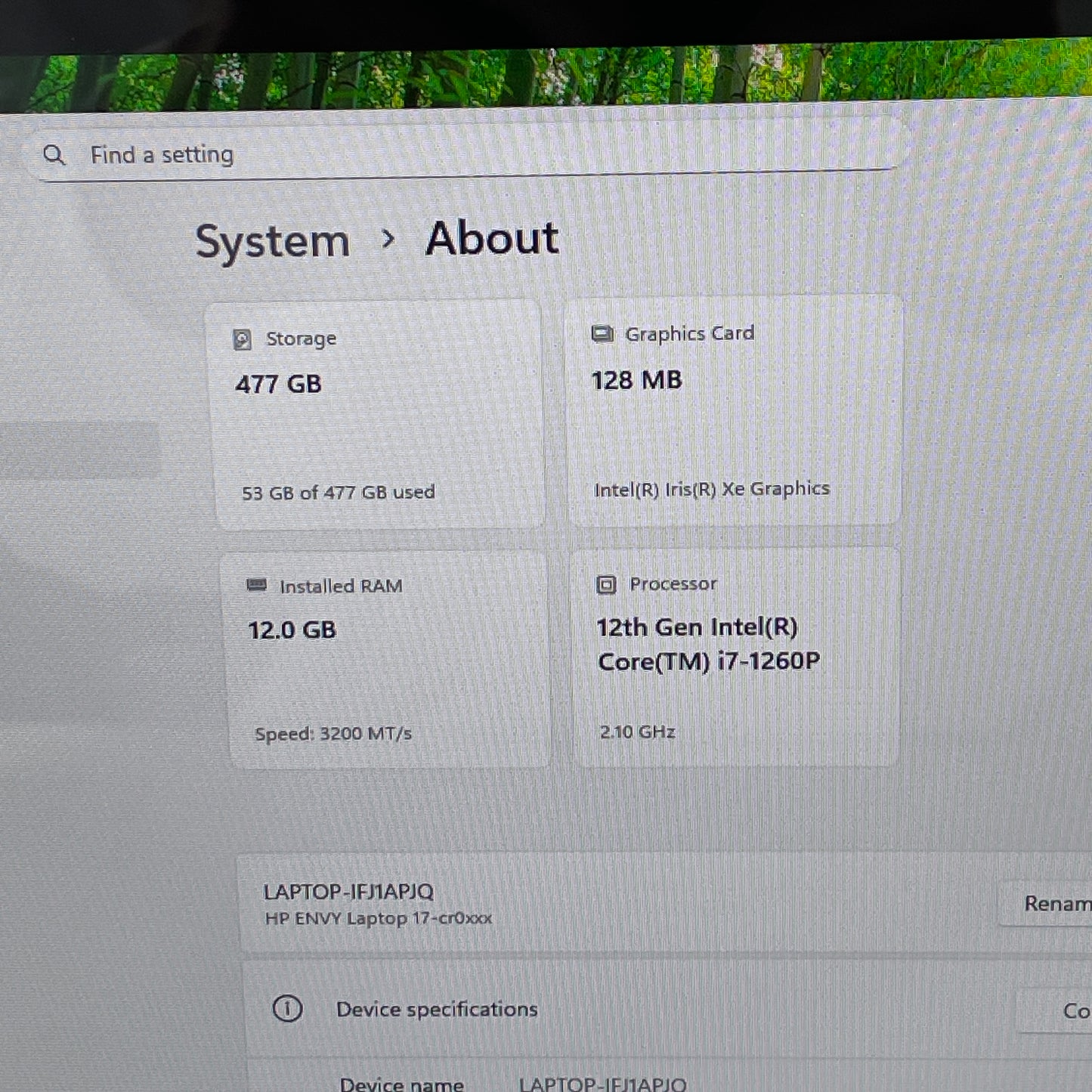 HP Envy 17-CR0013DX 17.3" i7-1260P 2.1GHz 12GB RAM 512GB SSD