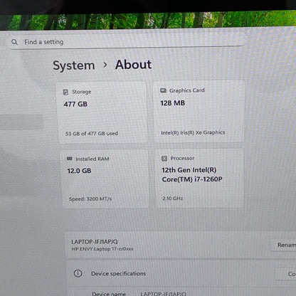 HP Envy 17-CR0013DX 17.3" i7-1260P 2.1GHz 12GB RAM 512GB SSD