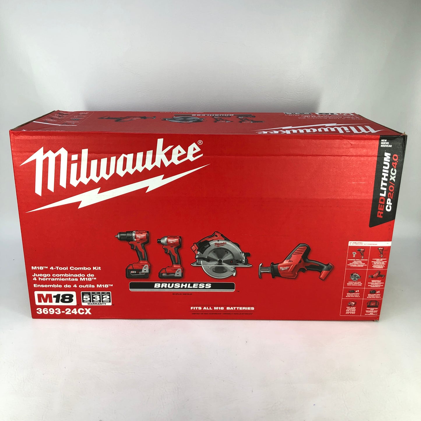 New Milwaukee 3693-24CX M18 18V Power Tool Combo Kit