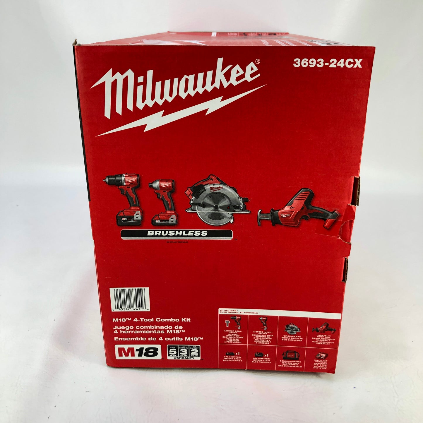 New Milwaukee 3693-24CX M18 18V Power Tool Combo Kit