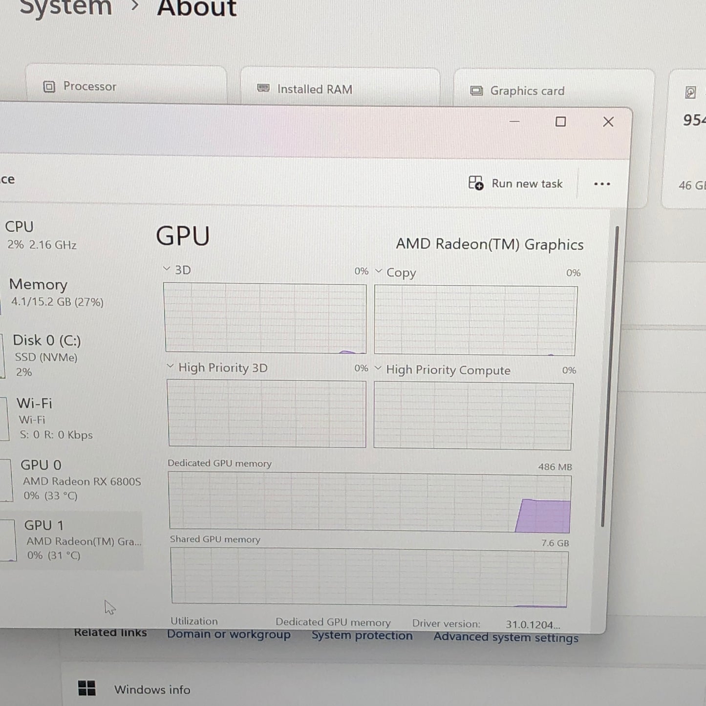 Lenovo Legion S7 7V95M4H 16" Ryzen 9 6900HX 3.3GHz 16GB RAM 1TB SSD AMD Radeon RX 6800S