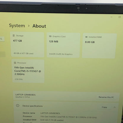 Lenovo IdeaPad 3 15ITL6 15.6" i5-1155G7 2.5GHz 8GB RAM 512GB SSD