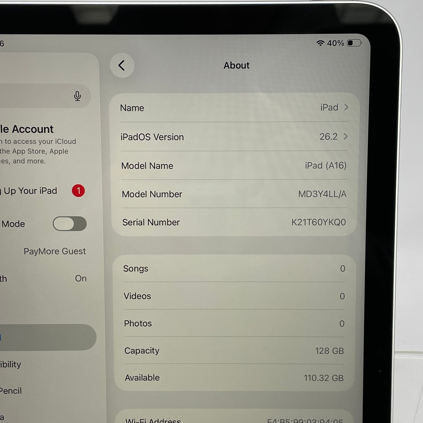 WiFi Only Apple iPad 11" (A16) 128GB Silver MD3Y4LL/A