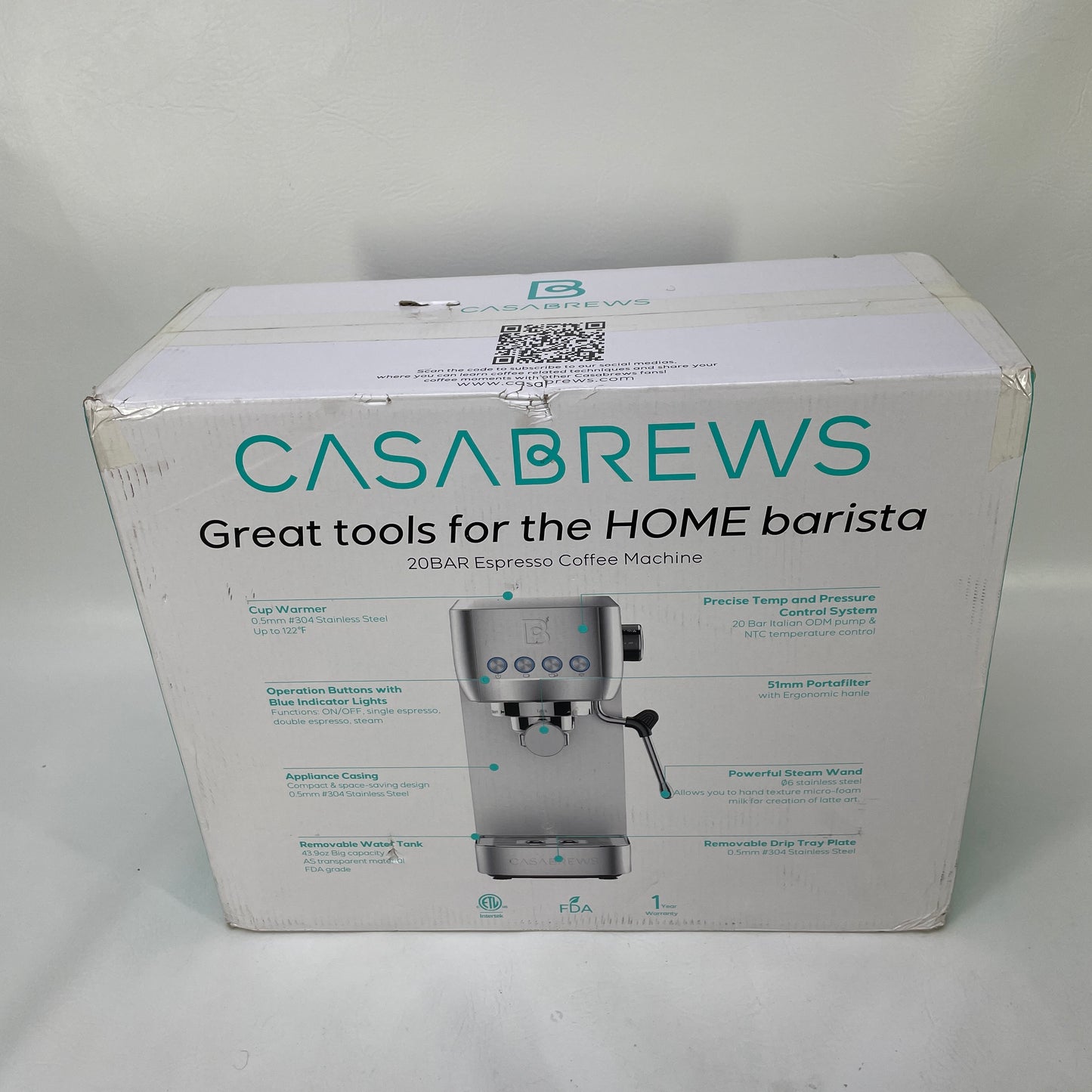 New CASABREWS 20Bar Espresso Coffee Machine Espresso Machine CM5418