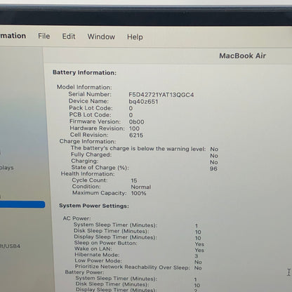 2024 Apple MacBook Air 13.6" M3 8C GPU 4.0GHz 8GB RAM 256GB SSD MRXV3LL/A