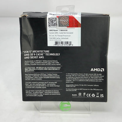 New AMD Ryzen 7 9800X3D 4.70GHz 8 Core 100-100001084WOF 16 Thread AM5