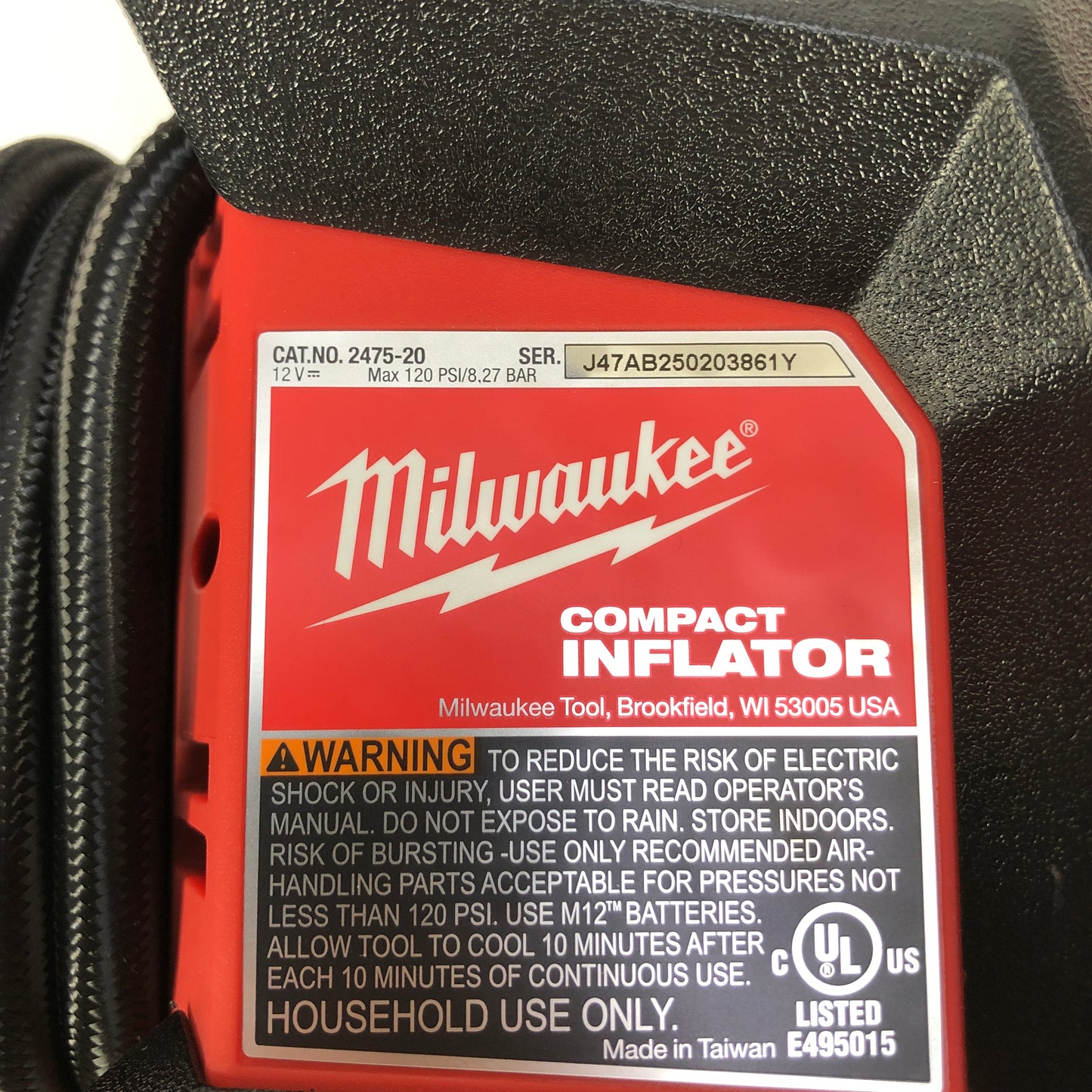 Milwaukee 2475-20 M12 12V Lithium-Ion Cordless Electric Portable Inflator
