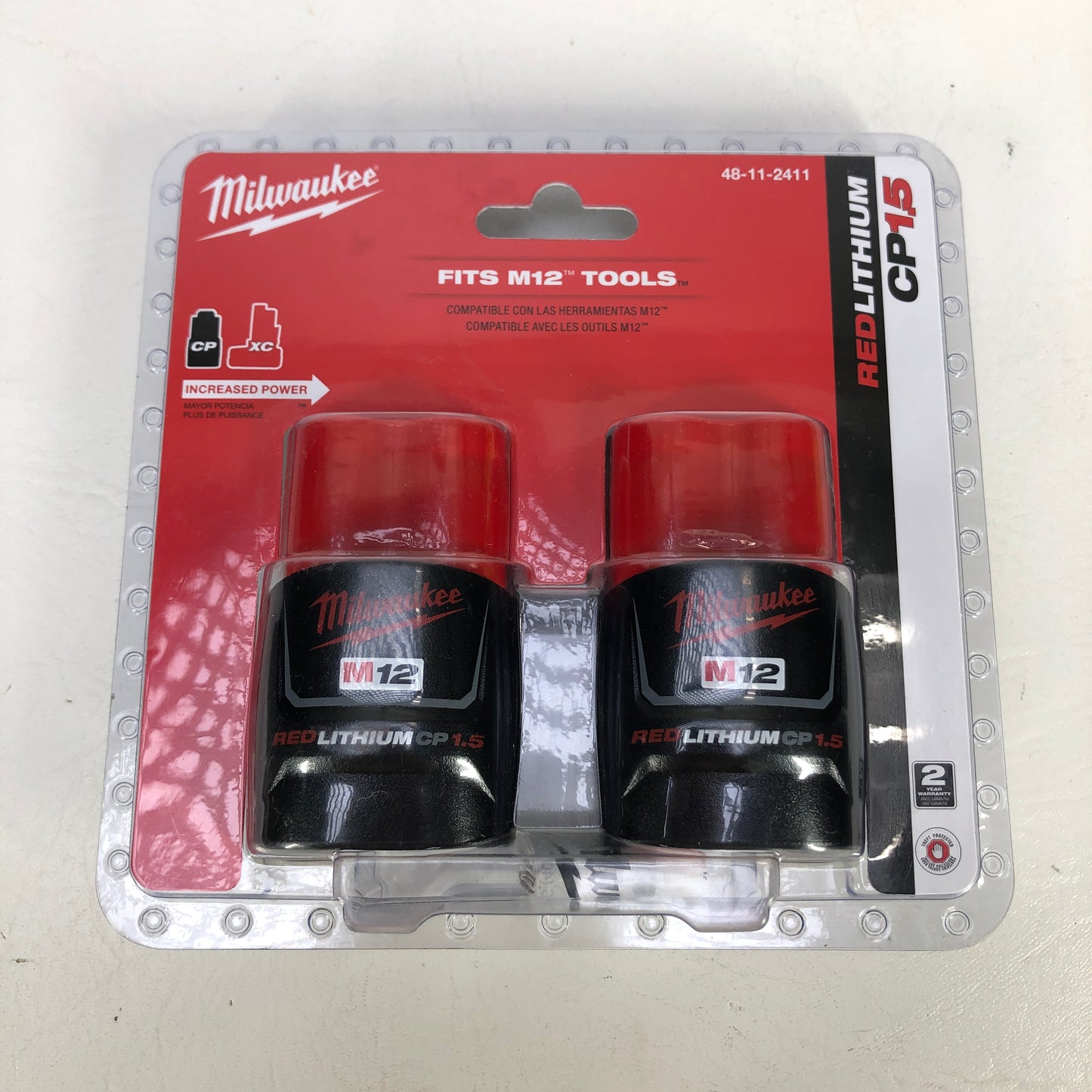 New Milwaukee 48-11-2411 M12 12V Lithium-Ion Compact Battery 2 Pack