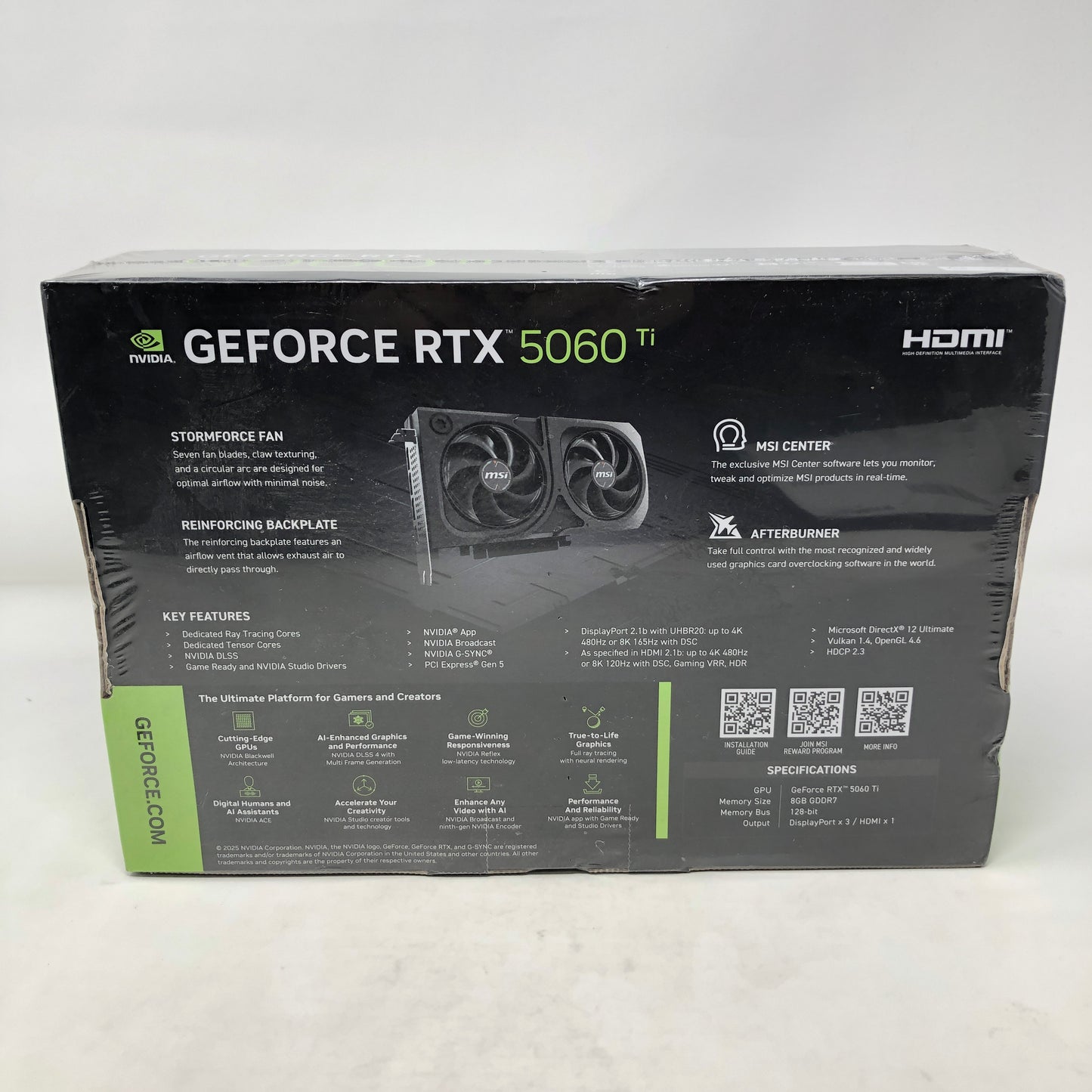 New MSI GeForce RTX 5060 Ti SHADOW 2X OC 8GB GDDR7 Graphics Card