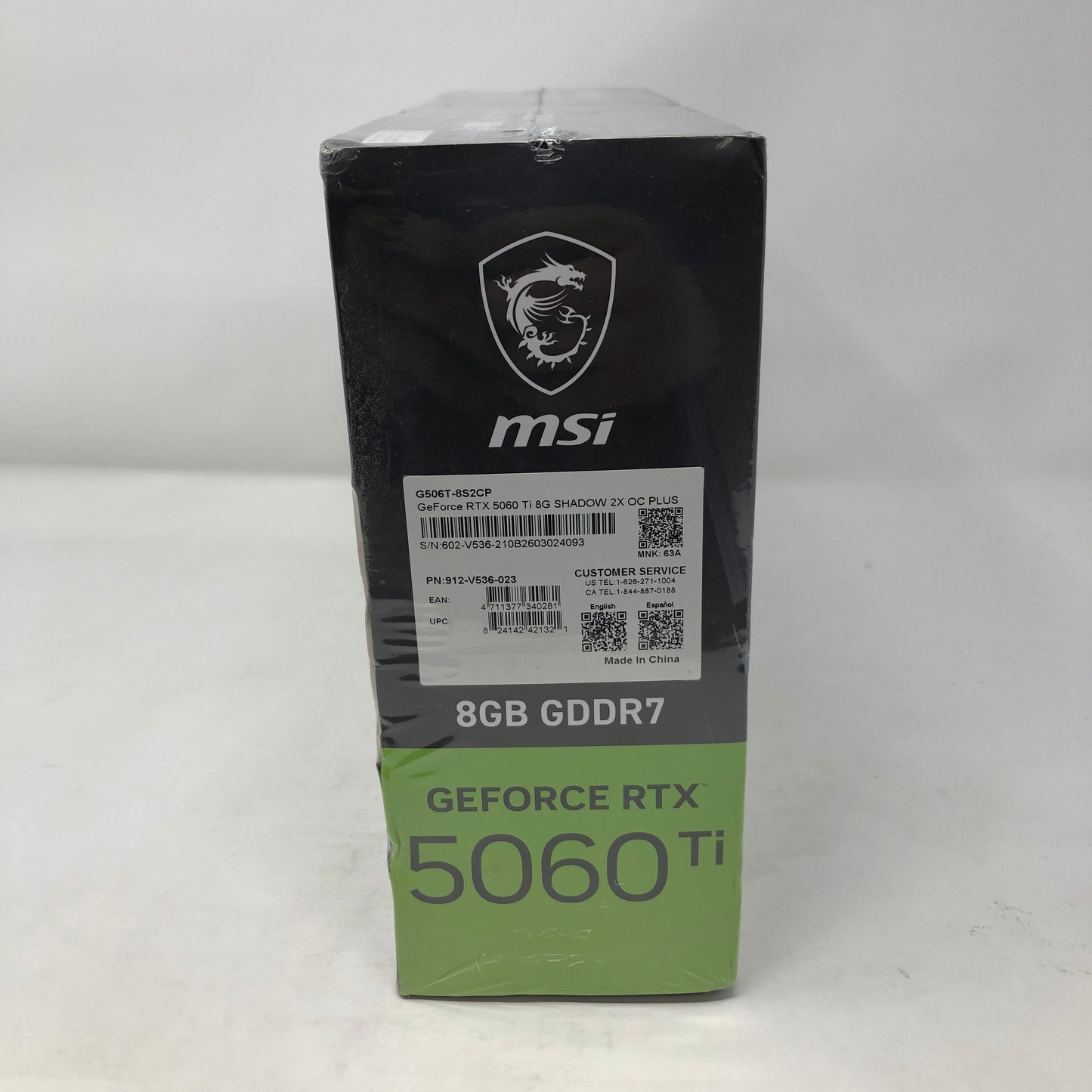 New MSI GeForce RTX 5060 Ti SHADOW 2X OC 8GB GDDR7 Graphics Card