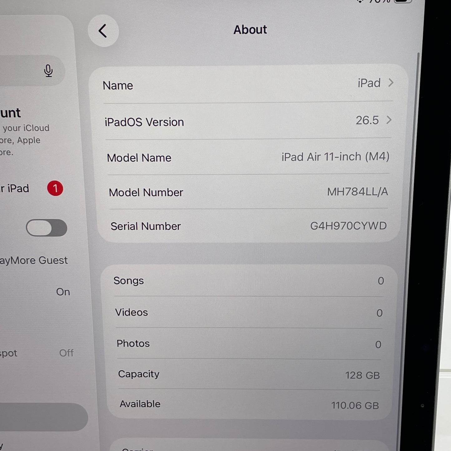 WiFi Only Apple iPad Air 11" M4 128GB Space Gray MH784LL/A