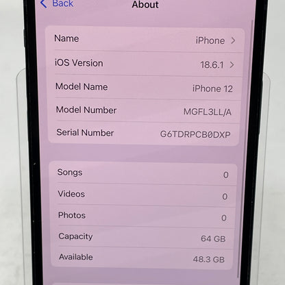 T-Mobile Apple iPhone 12 64GB Black MGFL3LL/A