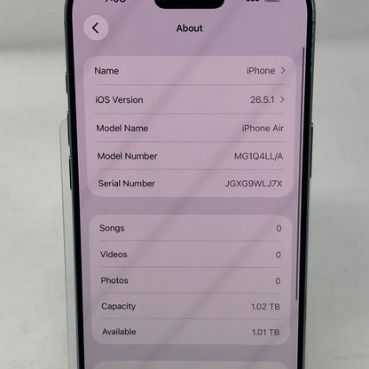Factory Unlocked Apple iPhone Air 1TB Blue Smartphone