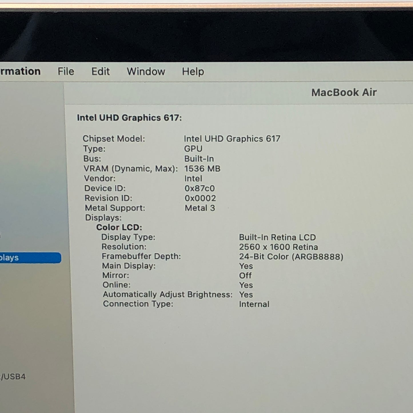 2019 Apple MacBook Air 13.3" i5 1.6GHz 8GB RAM 256GB SSD Gold A1932