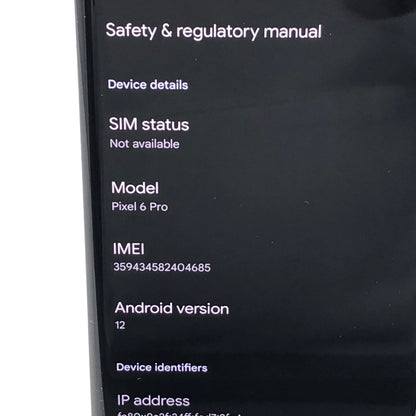 AT&T google Pixel 6 Pro 128GB Cloudy White GA03141-US