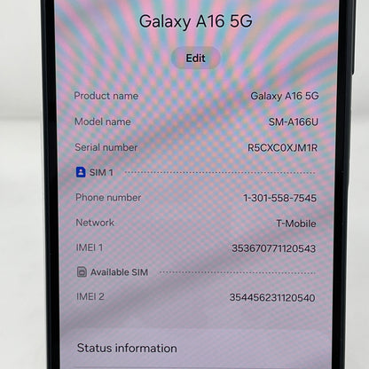 T-Mobile Samsung Galaxy A16 5G 4GB RAM 128GB SM-A166U Blue