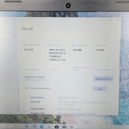 HP NoteBook 255 G7 15.6" A4-9125 2.3GHz 8GB RAM 128GB SSD