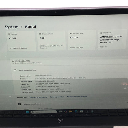 HP Envy x360 15M-DS0023DX 15.6" Ryzen 7 3700U 2.3GHz 8GB RAM 512GB SSD