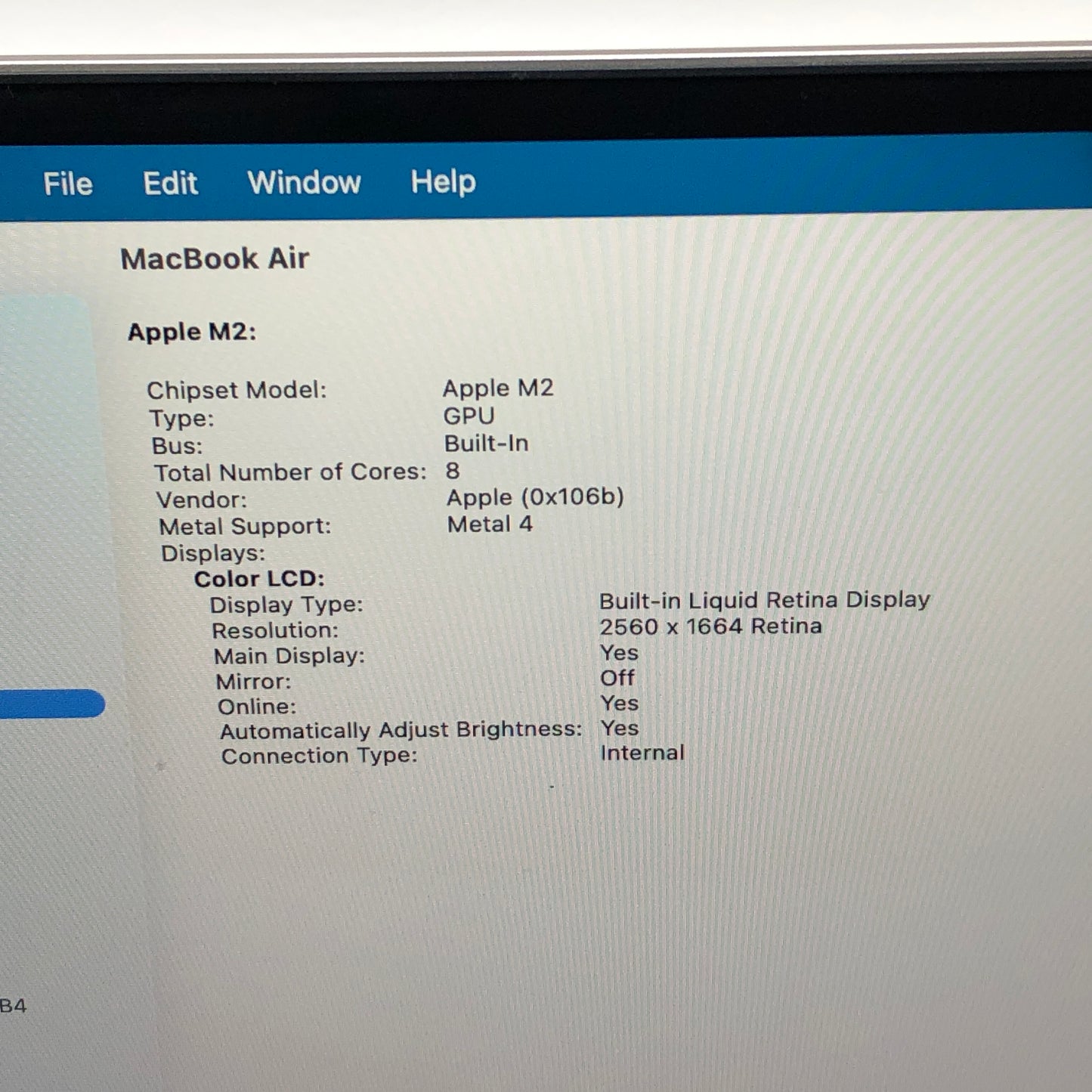 2022 Apple MacBook Air 13.6" M2 8C GPU 3.5GHz 16GB RAM 256GB SSD MC7W4LL/A