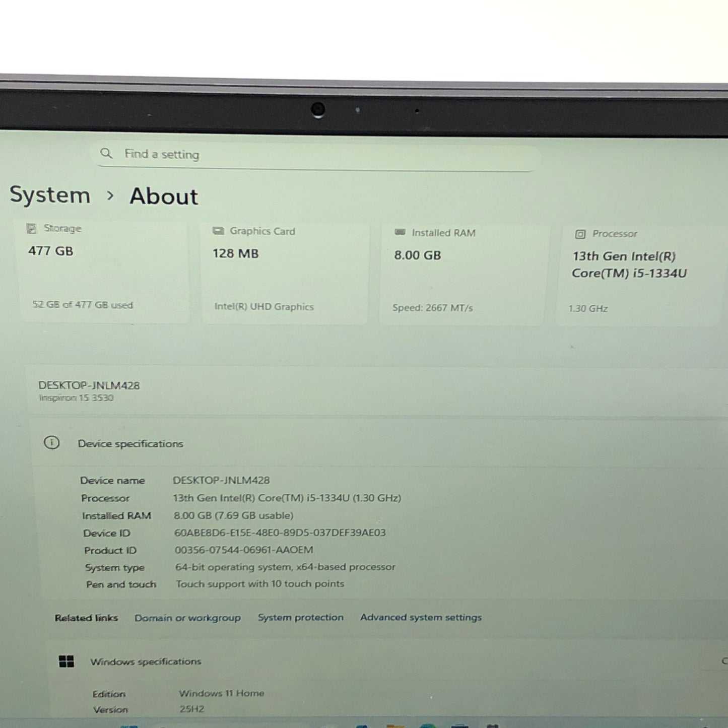 Dell Inspiron 3530 15.6" i5-1334U 1.3GHz 8GB RAM 512GB SSD