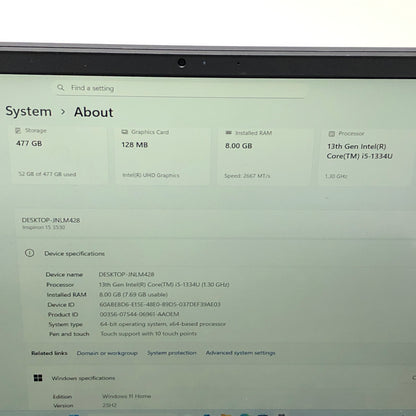 Dell Inspiron 3530 15.6" i5-1334U 1.3GHz 8GB RAM 512GB SSD