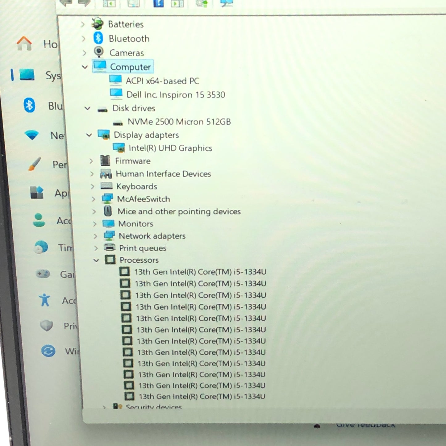 Dell Inspiron 3530 15.6" i5-1334U 1.3GHz 8GB RAM 512GB SSD