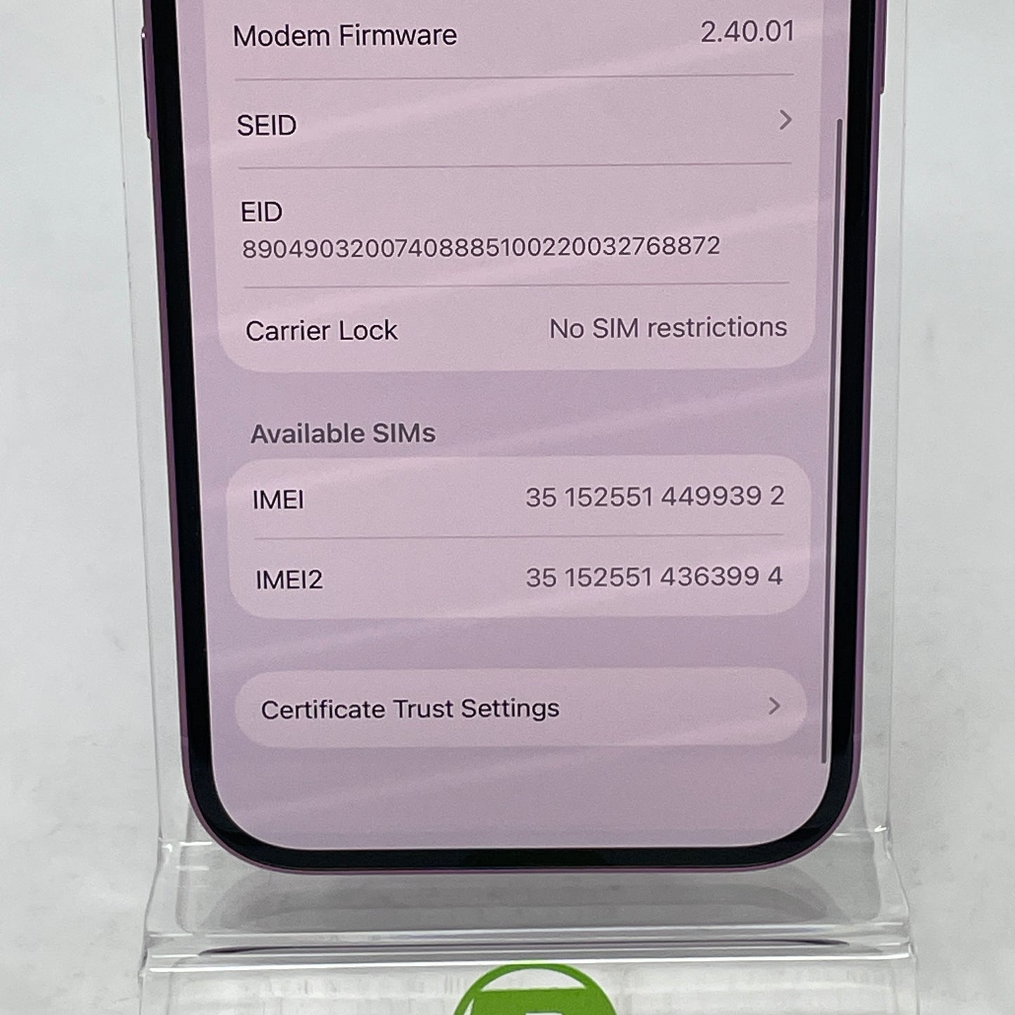 Factory Unlocked Apple iPhone 16 128GB Pink MYAR3LL/A