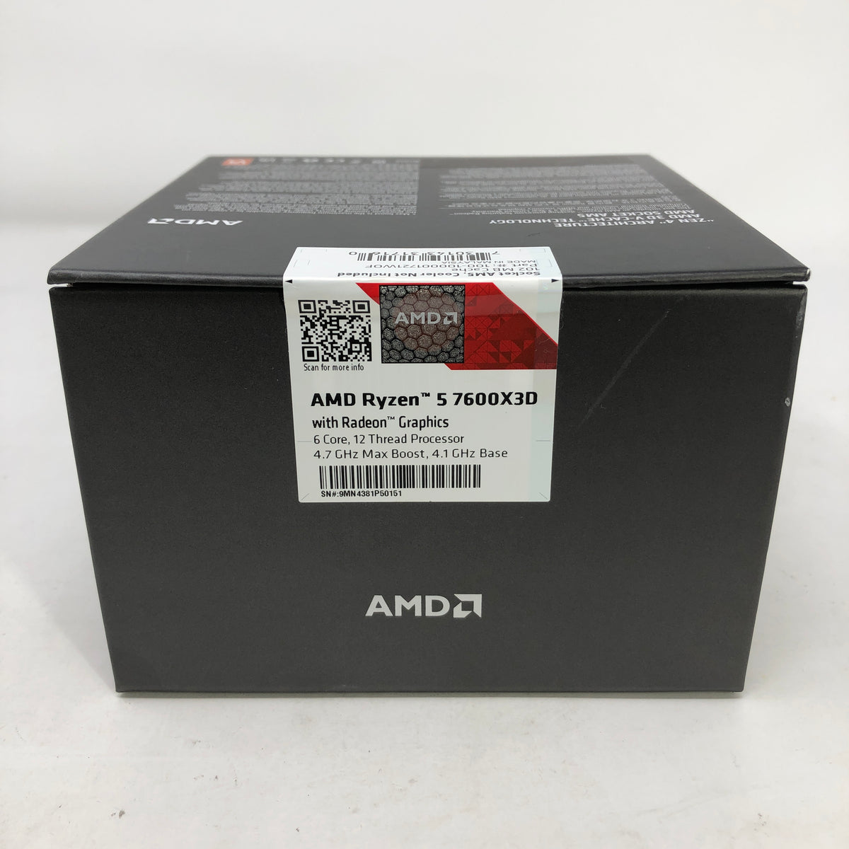 New AMD Ryzen 5 7600X3D 4.10GHz 6 Core 100-100001721WOF 12 Thread AM5