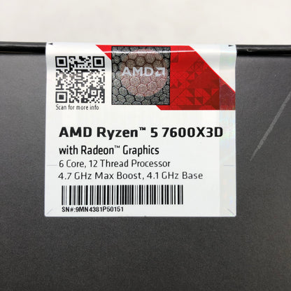 New AMD Ryzen 5 7600X3D 4.10GHz 6 Core 100-100001721WOF 12 Thread AM5