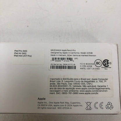 New Apple Pencil Pro Smart Pencil Stylus White MX2D3AM/A