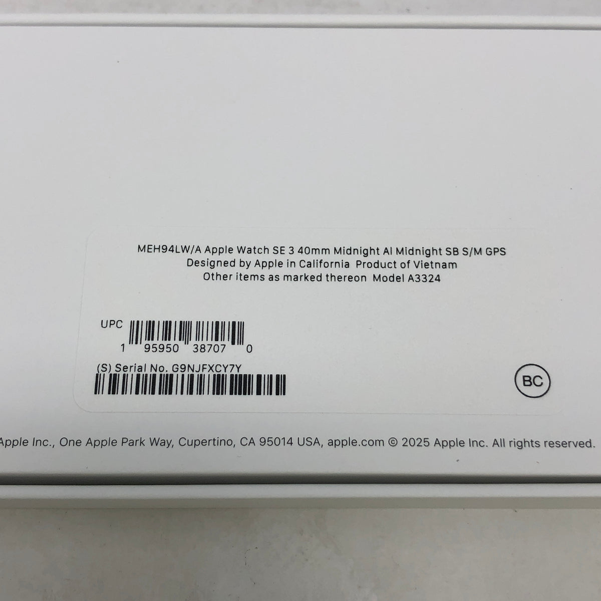 New Apple Watch SE 3 40mm GPS Midnight Aluminum Sport Band MEH94LW/A