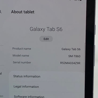 WiFi Only Samsung Galaxy Tab S6 10.5" 128GB Gray SM-T860
