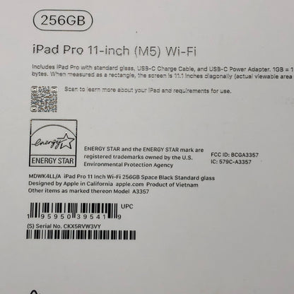 WiFi Only Apple iPad Pro 11" M5 256GB Space Black MDWK4LL/A