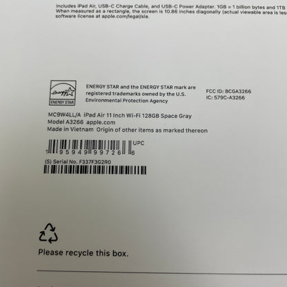 New WiFi Only Apple iPad Air 11" M3 128GB Space Gray MC9W4LL/A