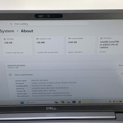 Dell Latitude 7300 13.3" i5-8365U 1.6GHz 8GB RAM 256GB SSD