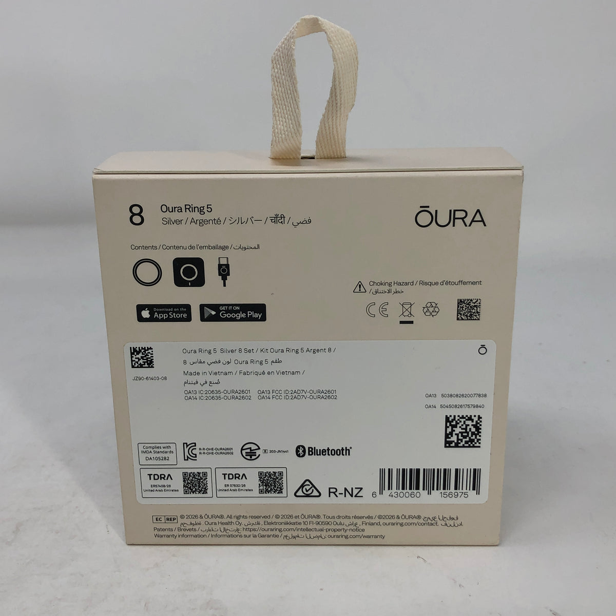  Oura Ring 5 Size 8 Activity Tracker Silver JZ90-61403-08