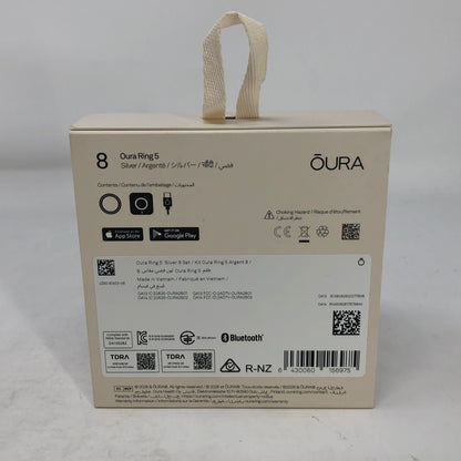  Oura Ring 5 Size 8 Activity Tracker Silver JZ90-61403-08
