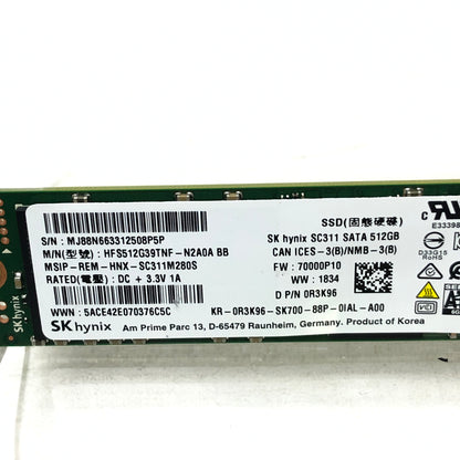SK Hynix SC311 512GB M.2 2280 SATA III 6Gb/s SSD 0R3K96 HFS512G39TNF-N2A0A