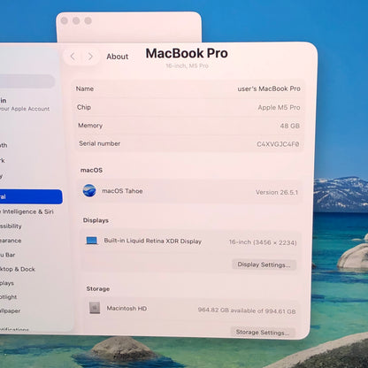 2026 Apple MacBook Pro 16" M5 Pro 20C GPU 4.6GHz 48GB RAM 1TB SSD MGE64LL/A