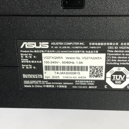 ASUS 27" VG27AQM5A Flat LED-Backlit LCD IPS Gaming Monitor