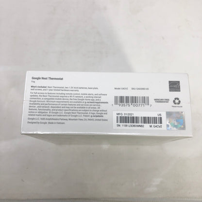 New Google Nest Smart Thermostat Fog Gray G4CVZ